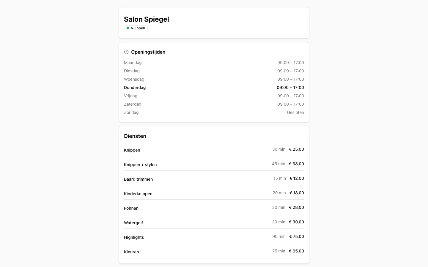 Gastlink pagina zoals klanten die zien