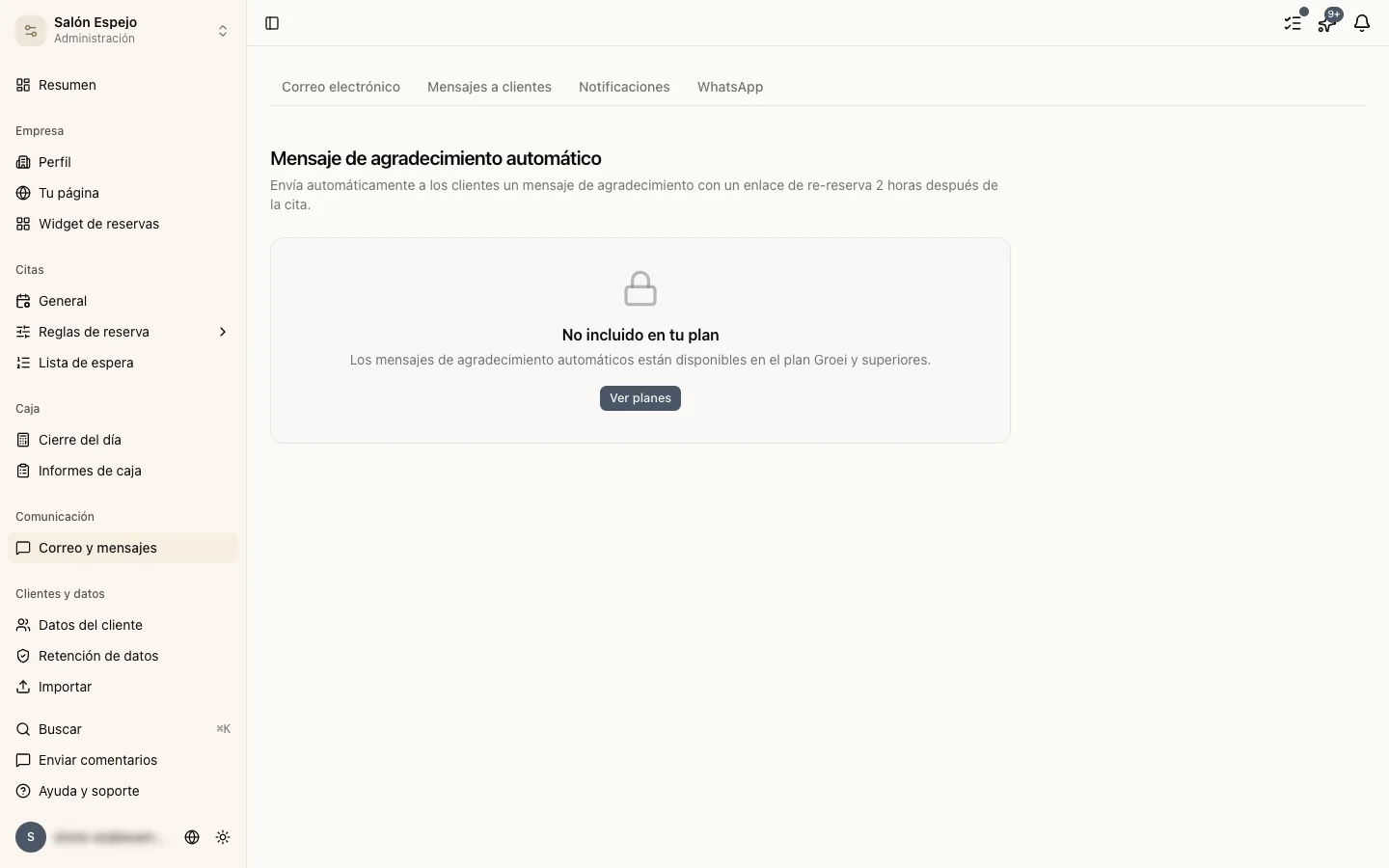 Los ajustes del mensaje automático después de la cita