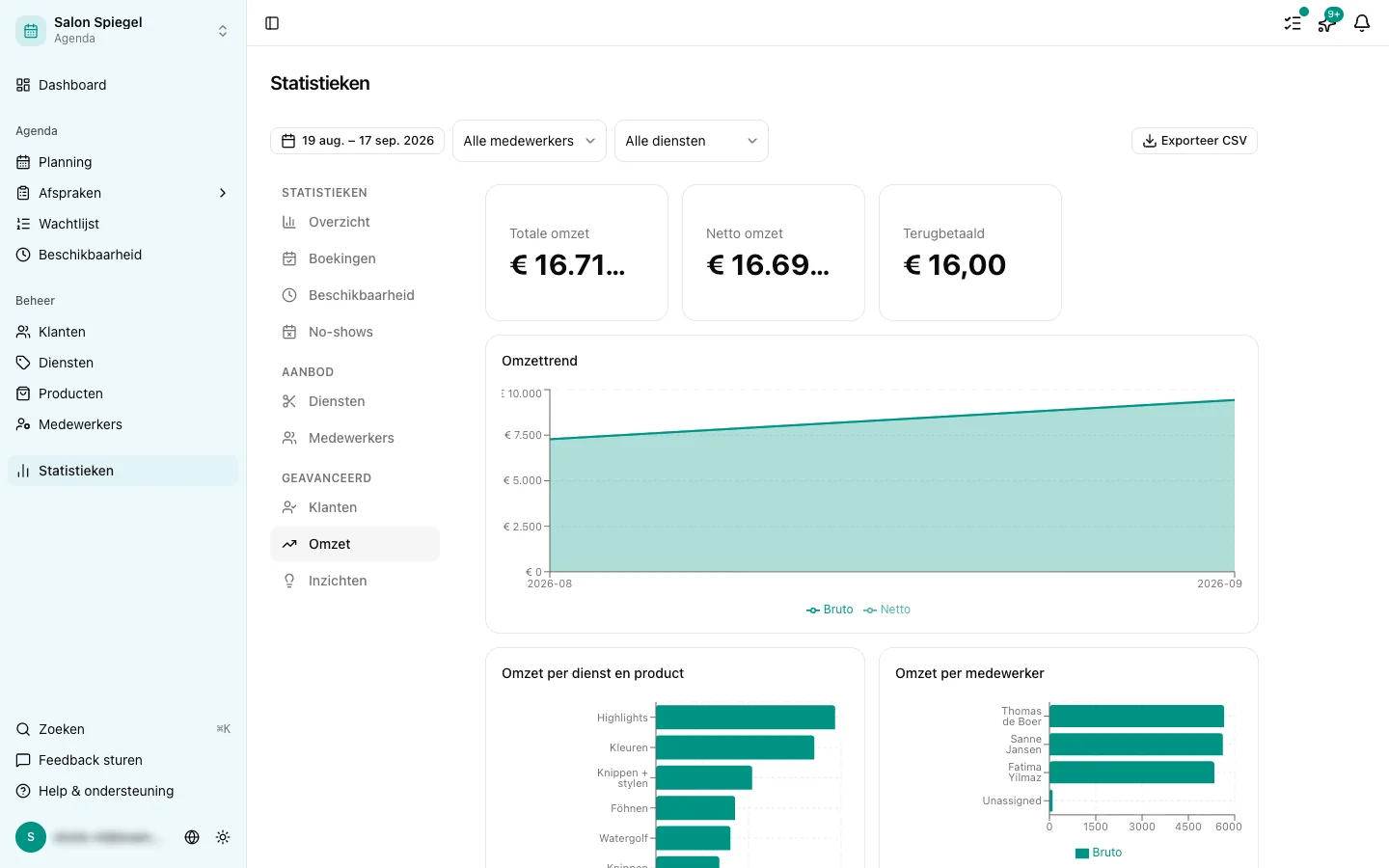 Analytics omzettabblad