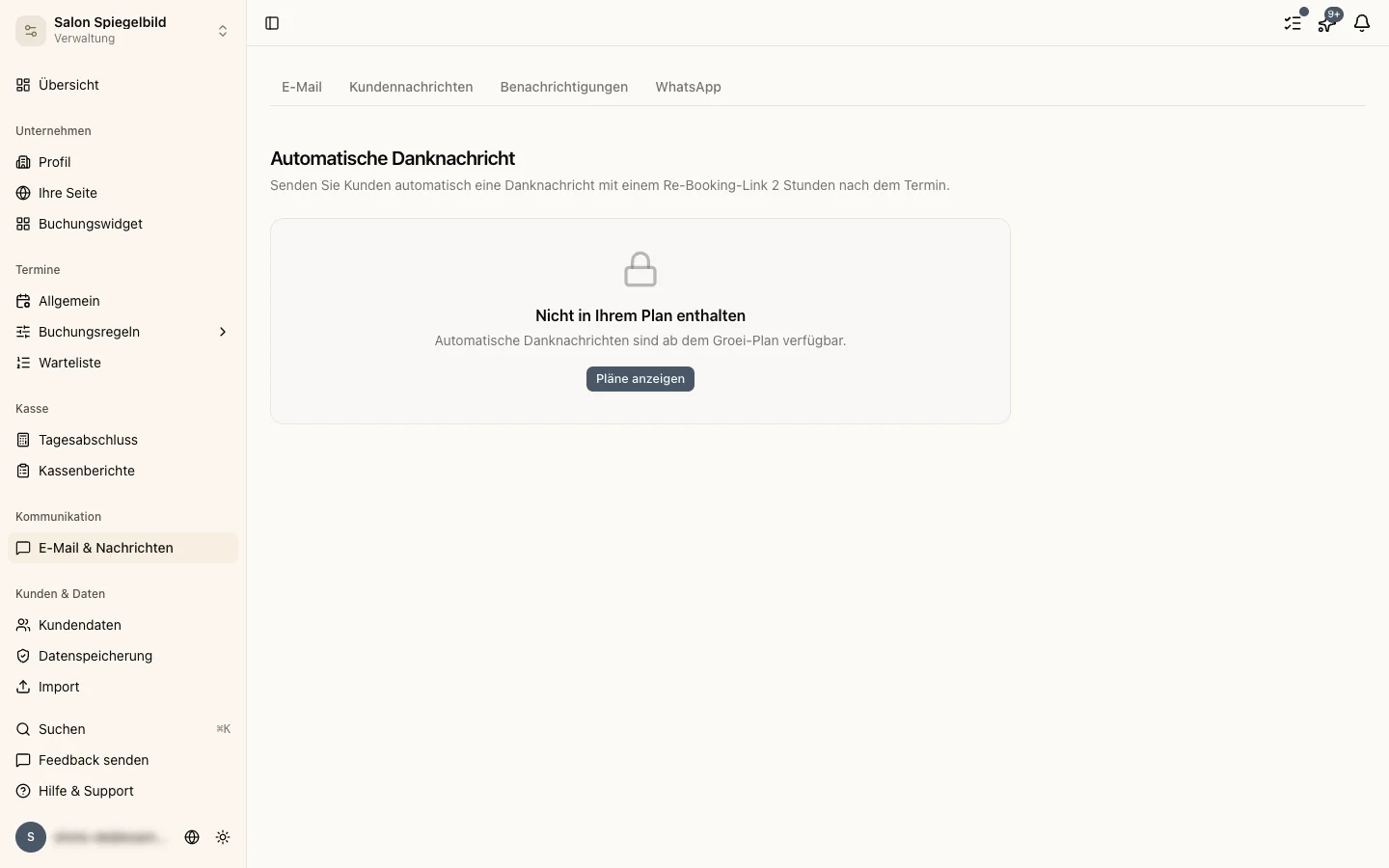 Die Einstellungen der automatischen Danknachricht
