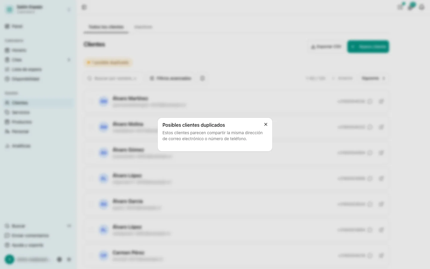 Fusionar duplicados en la lista de clientes