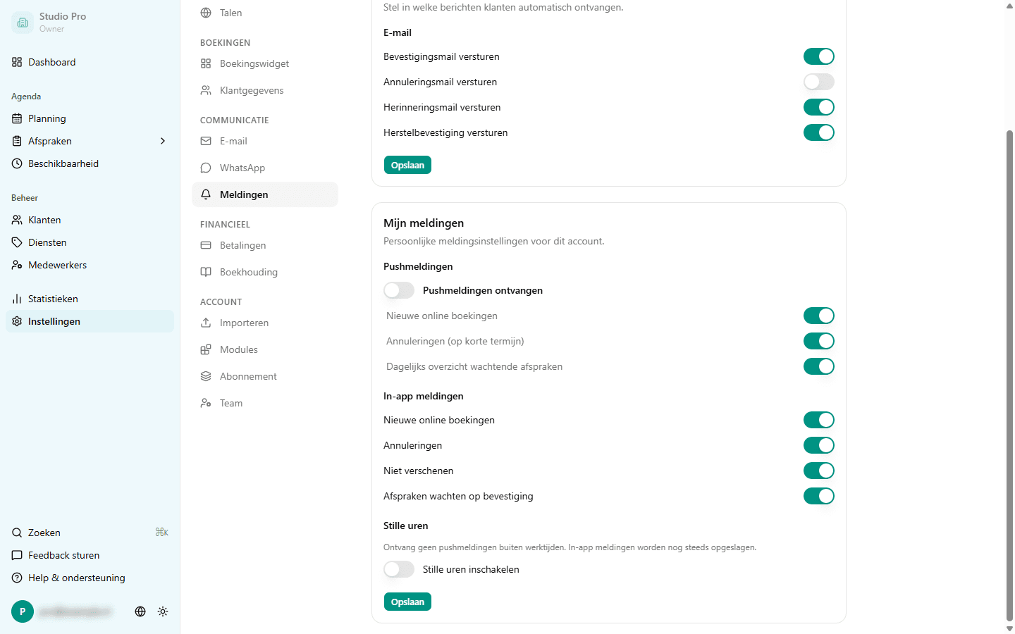 Na-afspraak automatisering instellingen