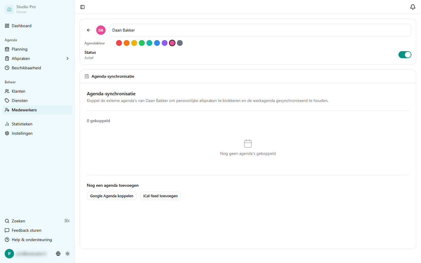 Medewerkerdetail met diensten koppeling